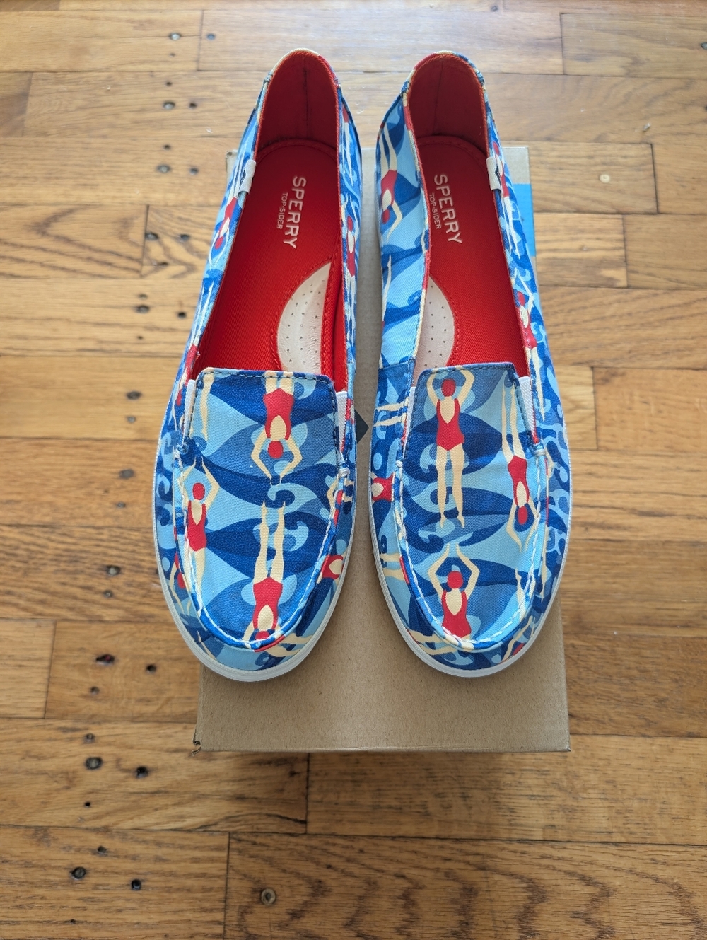 Sperry Blue Red Multi Swimmer Print Loafers